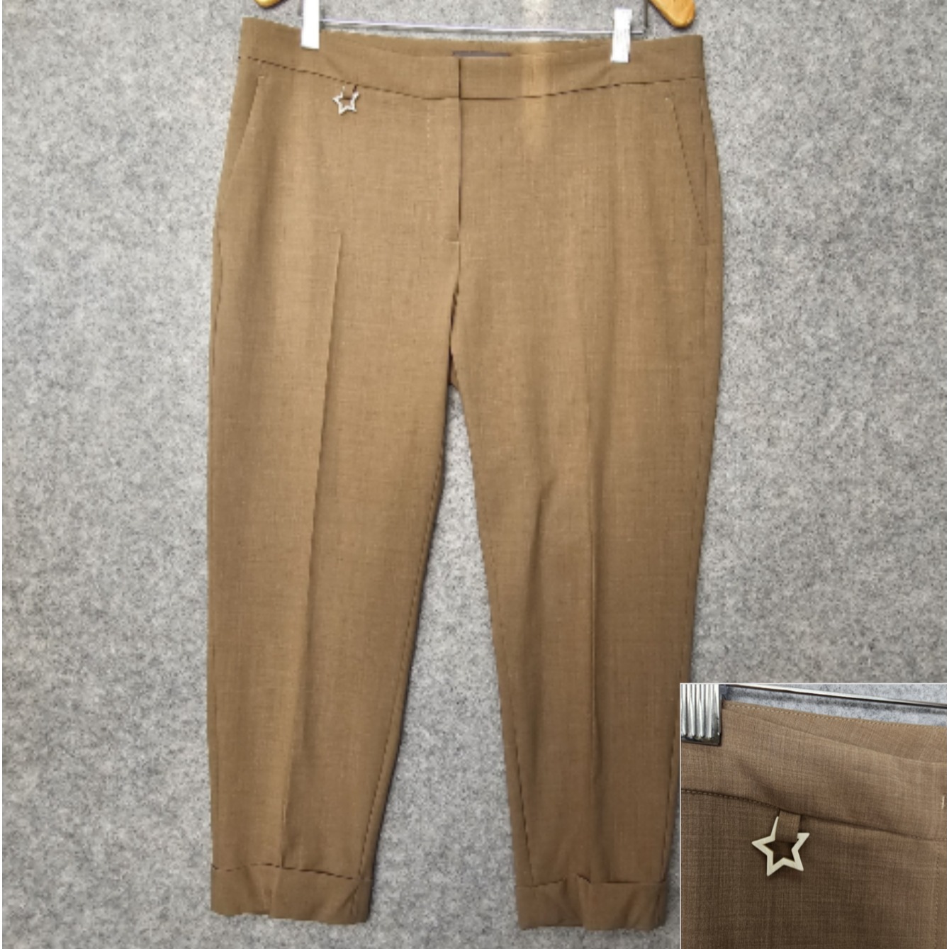 Lorena Antoniazzi Dress Pants Womens 48 Large Tan Crop Quiet Luxury Italy 36x24
